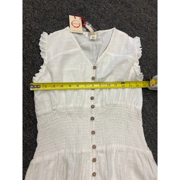 NWT Raga Womens White Cotton Button Front Ruffled Sleeveless Maxi Dress Size XS - Picture 4 of 8